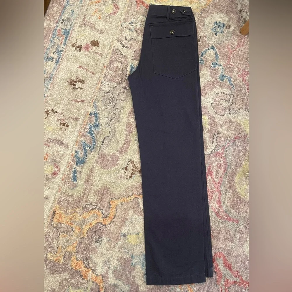 NWT Arbor Fatigue Pants (Organic Cotton Herringbone Button Fly Blue) - Picture 6 of 7